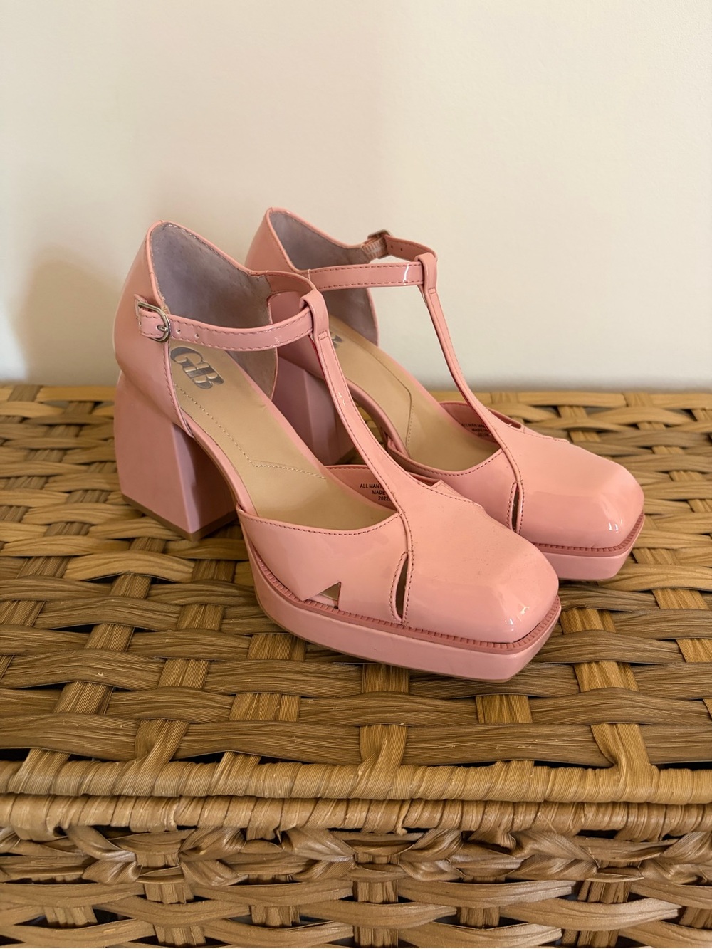 T-Strap Platform Heels in Pink